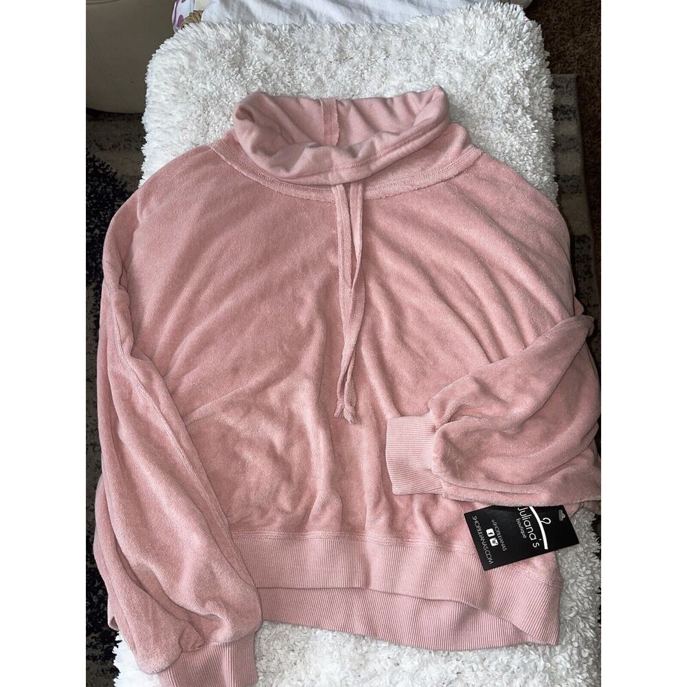 Juliana’s Boutique Women’s Sz. S Pink High Neck Terry Top. New W/ Tags